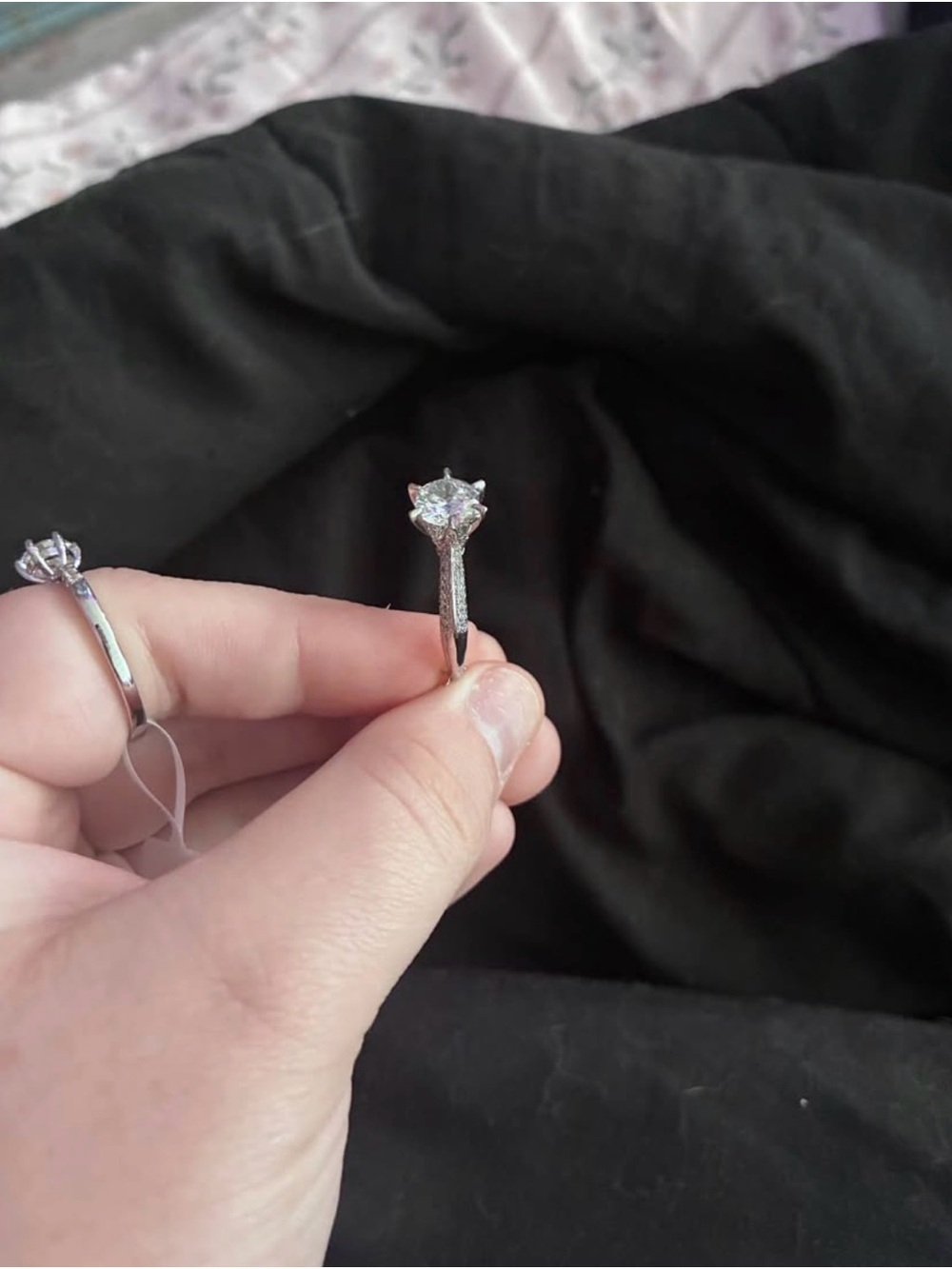 Classic Silver-Tone Solitaire Ring with White Stone